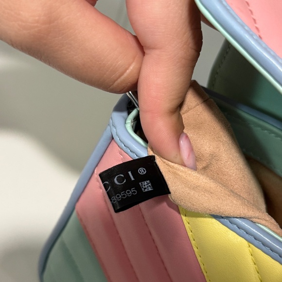 Gucci GG Marmont Mini Top-Handle Bag – Pastel Rainbow Leather - Picture 12 of 14